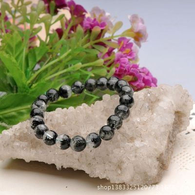 純天然精品9mm綠幽靈圓珠手鏈 墨綠深綠，招財納福